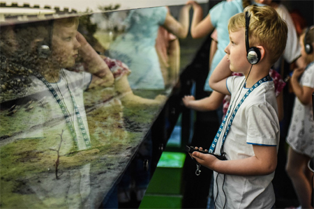 dzieci zwiedzają ekspozycję