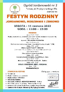 Obrazek przedstawia plakat promujący festyn w Ogrodzie Jordanowskim numer 2.