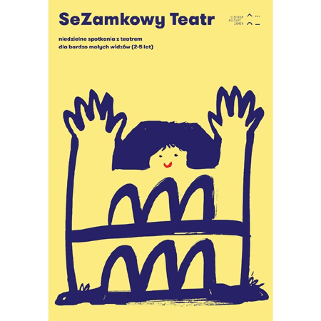 Kolorowa grafika: żółto-granatowa, w środku postać ludzka wyolbrzymiona