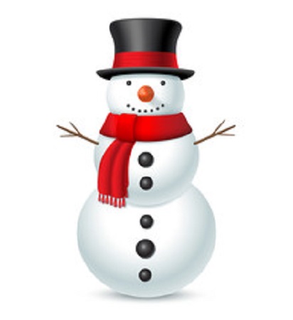 Bałwanek w czarnym kapeluszu.