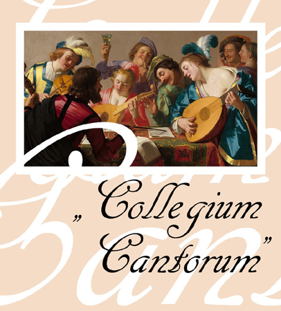 Na grafice znajduje się obraz Gerrita van Honthorsta "Koncert" z 1623 r. obraz przedstawia grupę ośmiu muzyków i gapiów zebranych wokół prostokątnego stołu. Dwie kobiety noszą pióra we włosach, a kapelusz jednego mężczyzny jest ozdobiony piórami. Mężczyzna po lewej stronie gra na skrzypcach; kobieta pośrodku gra na bandorze wielkości gitary, a kobieta po naszej prawej stronie gra na lutni. Pod obrazem znajduje się napis "COLLEGIUM CANTORUM"