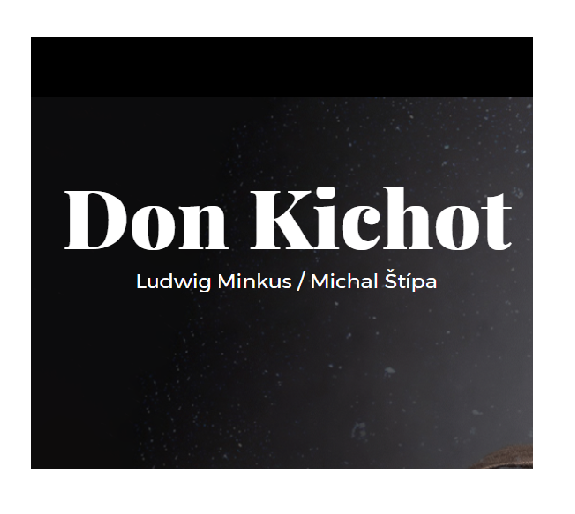 na ciemnogranatowym tle białe napisy Don Kichot, Ludwig Minkus i Michal Štípa