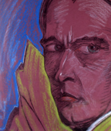 na grafice fragment portretu mężczyzny w średnim wieku