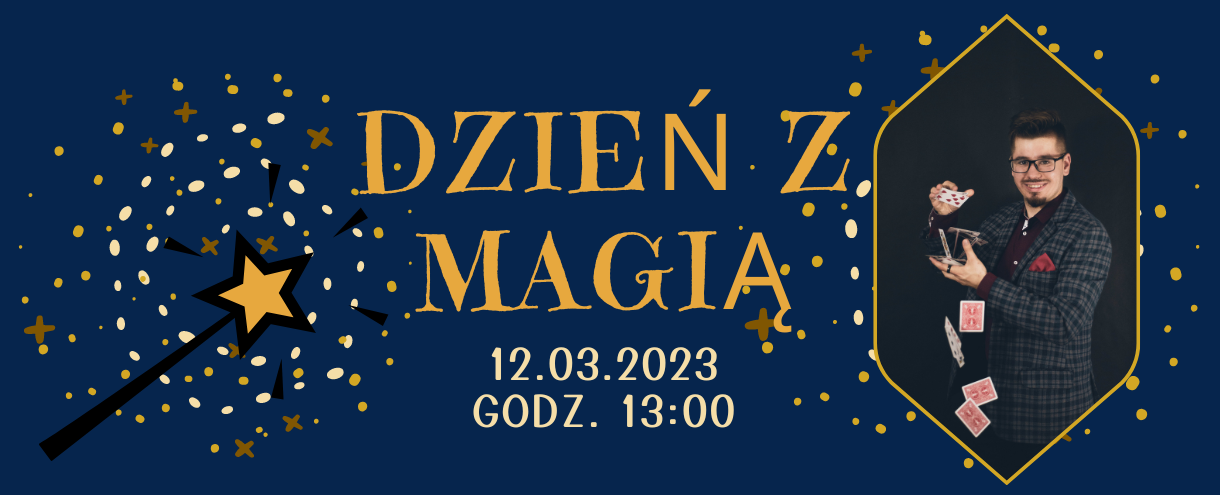 Grafika z tytułem, datą i godziną wydarzenia - żółte napisy na granatowym tle.