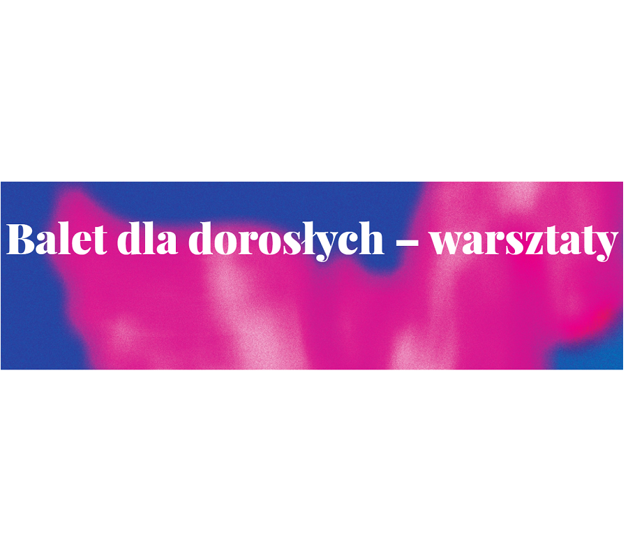 na różowo-niebieskim tle biały tytuł wydarzenia