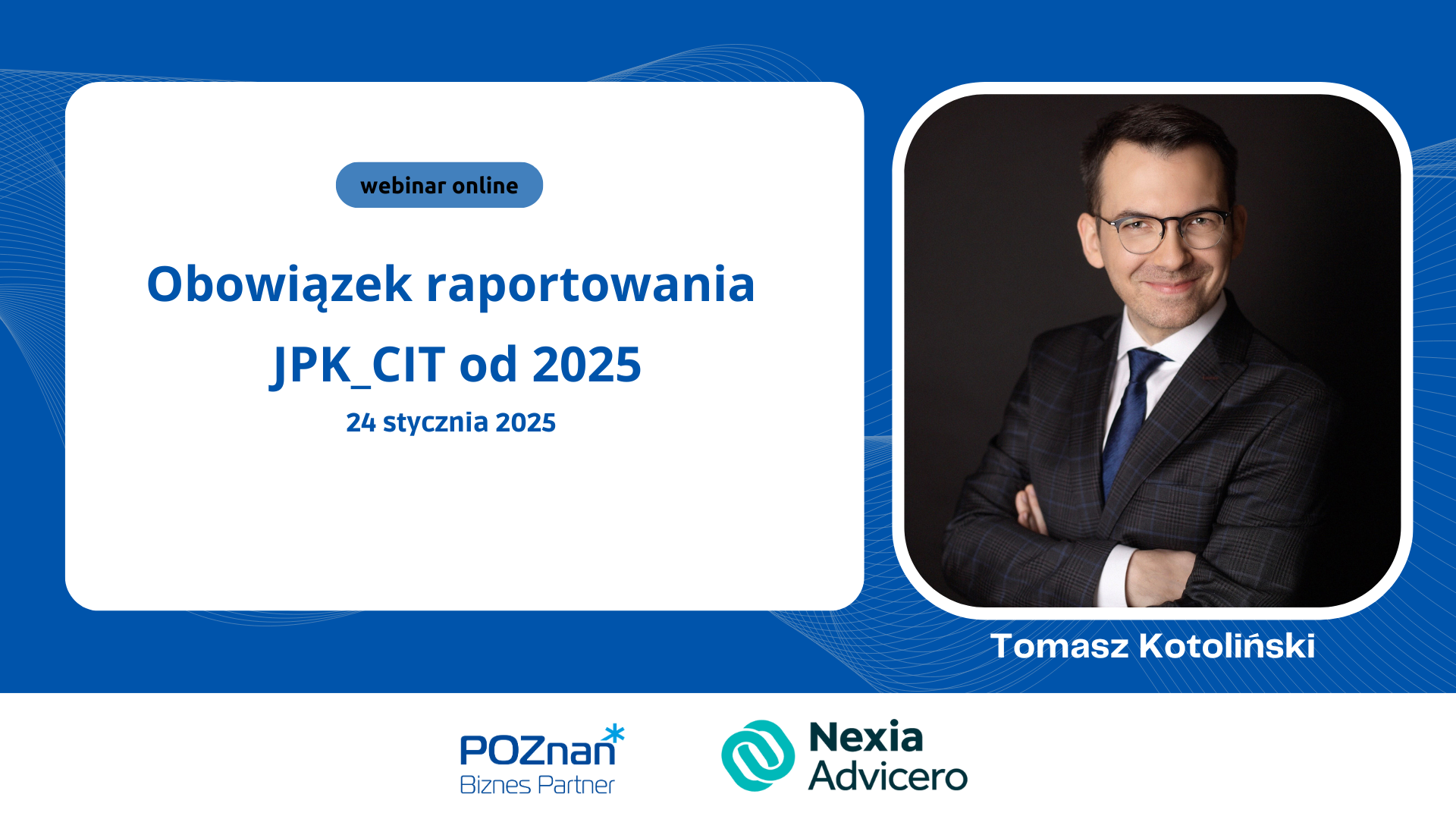 Grafika promująca szkolenie Obowiązek raportowania JPK_CIT od 2025