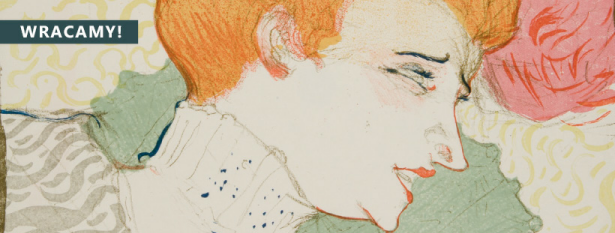 Obraz Henriego de Toulouse-Lautrec'a pt."Panna Marcelle Lender w popiersiu". Obraz przedstawia kobietę, jej twarz jest widoczna z profilu, na twarzy widać grymas. Praca jest utrzymana w jasnych, pastelowych barwach, uwagę przykuwają mocno rude włosy kobiety