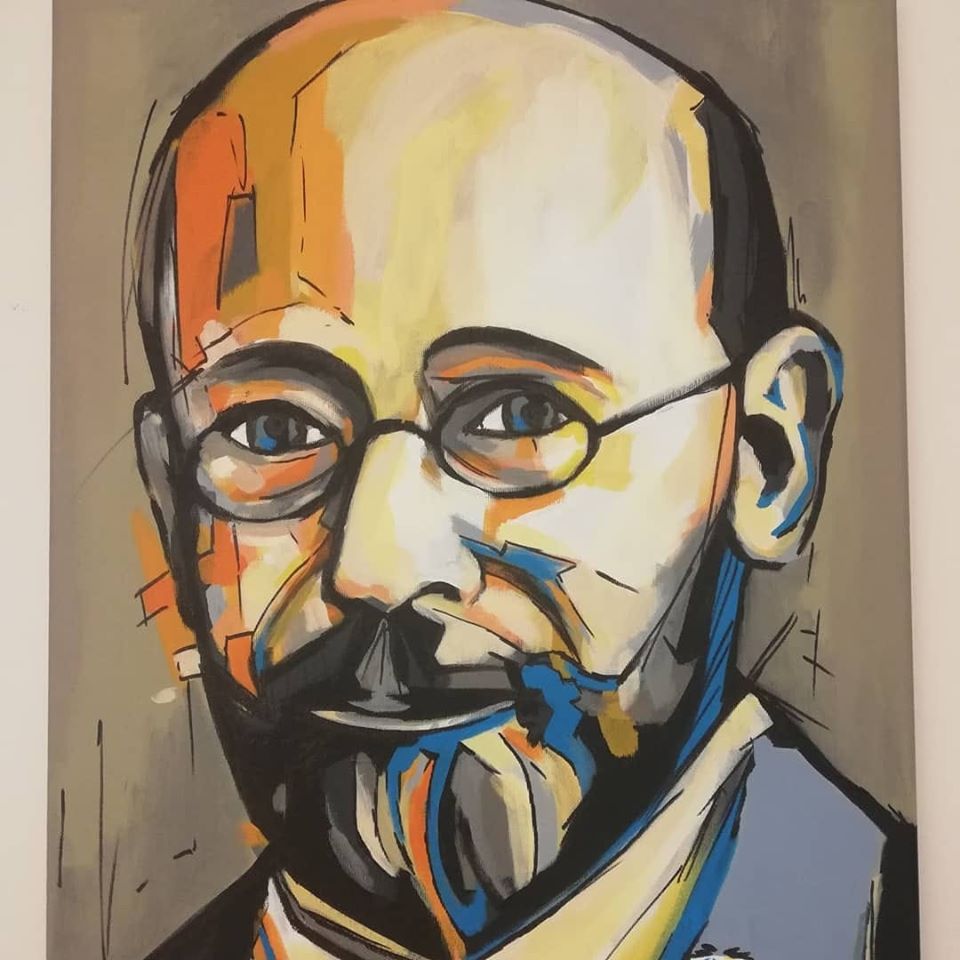 Janusz Korczak, obraz autorstwa Marty Momot dla Instytutu Praw Dziecka im. Janusza Korczaka