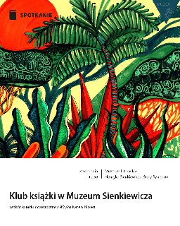 Grafika przedstawiająca dziką przyrodę w ostrych barwach, głównie intensywnej zieleni i czerwieni.