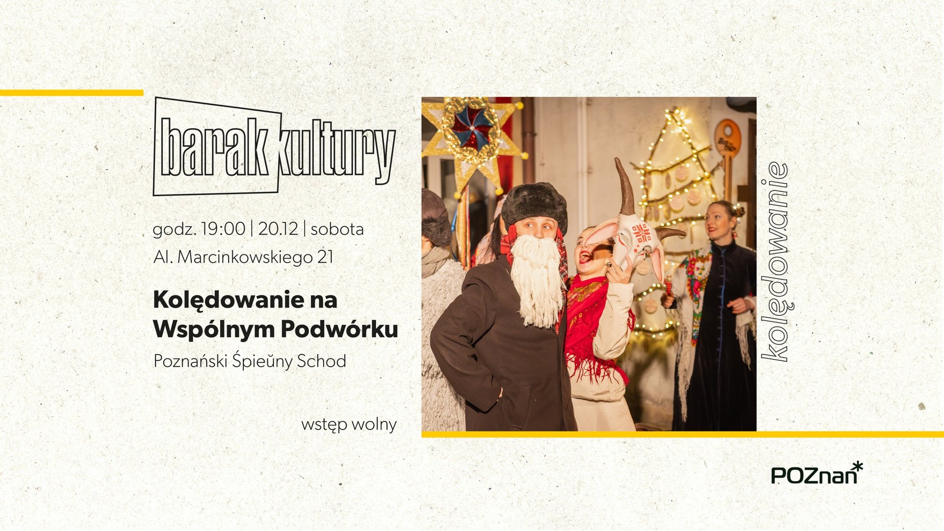 Baiłe zło ze zdjęciem osób przebranych za świąteczne postacie z jasełek.