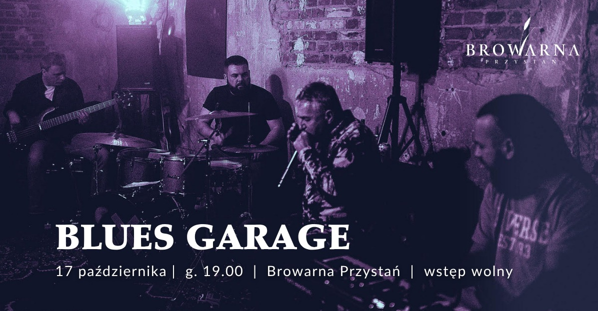 Niewyraźny obraz wnętrza klubowego z muzykami na scenie. Z boku napisy informujące o wydarzeniu.