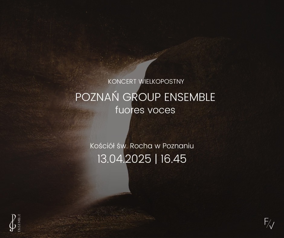 Grafika przypominająca brązową skałę, w której widać szczelinę. Białe napisy informujące o wydarzeniu.