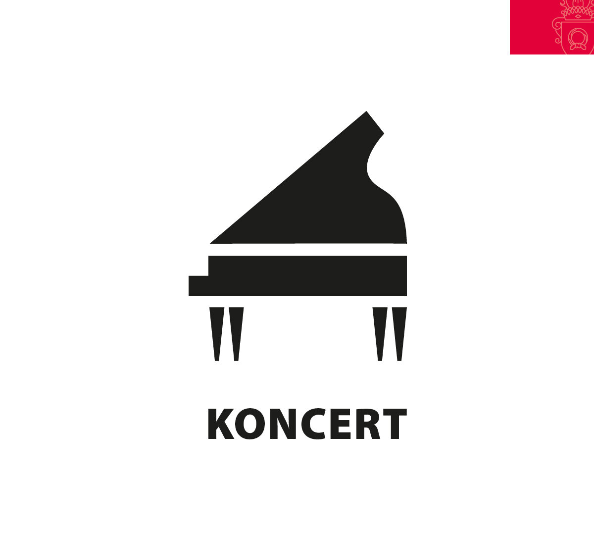 Na białym tle czarna ikona fortepianu.