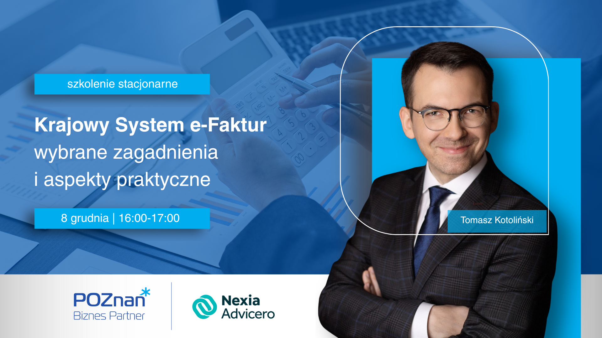 Grafika zapraszająca na szkolenie Krajowy System e-Faktur - wybrane zagadnienia i aspekty praktyczne