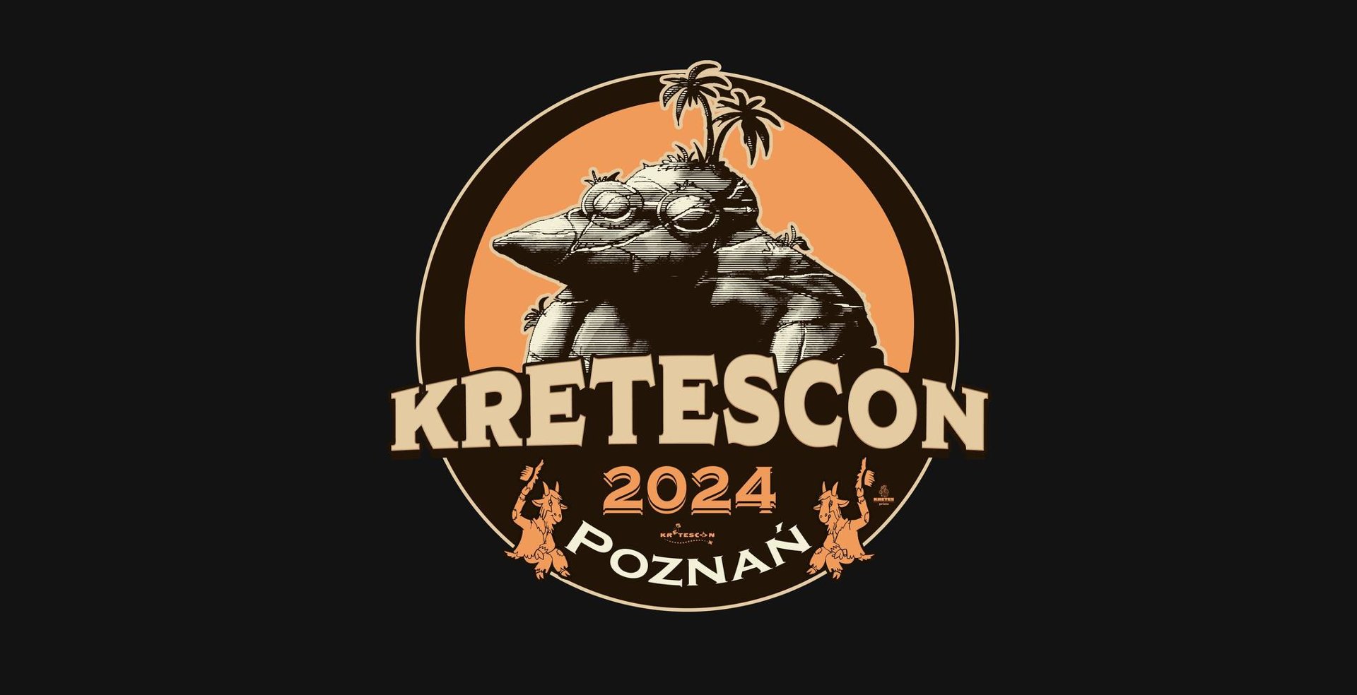Logo gry na czarnym tle. Trudno powiedzieć, co to za postać. Na środku znajduje się nazwa wydarzenia.