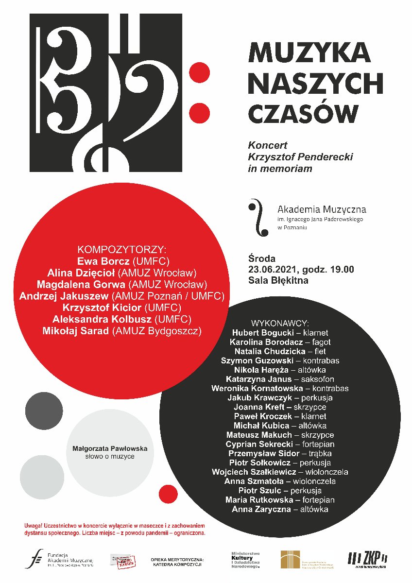 Na białym tle nazwa cyklu koncertów.