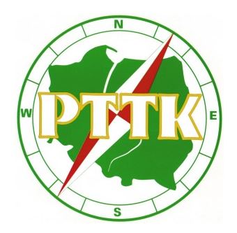 Logo PTTK- Zielony kształt Polski w kompasie.