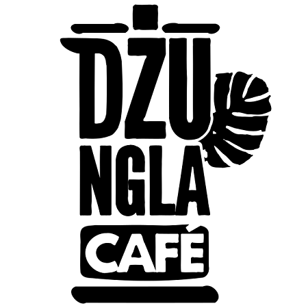 Napis Dźungla Cafe ułożony w kształt dzbanka.
