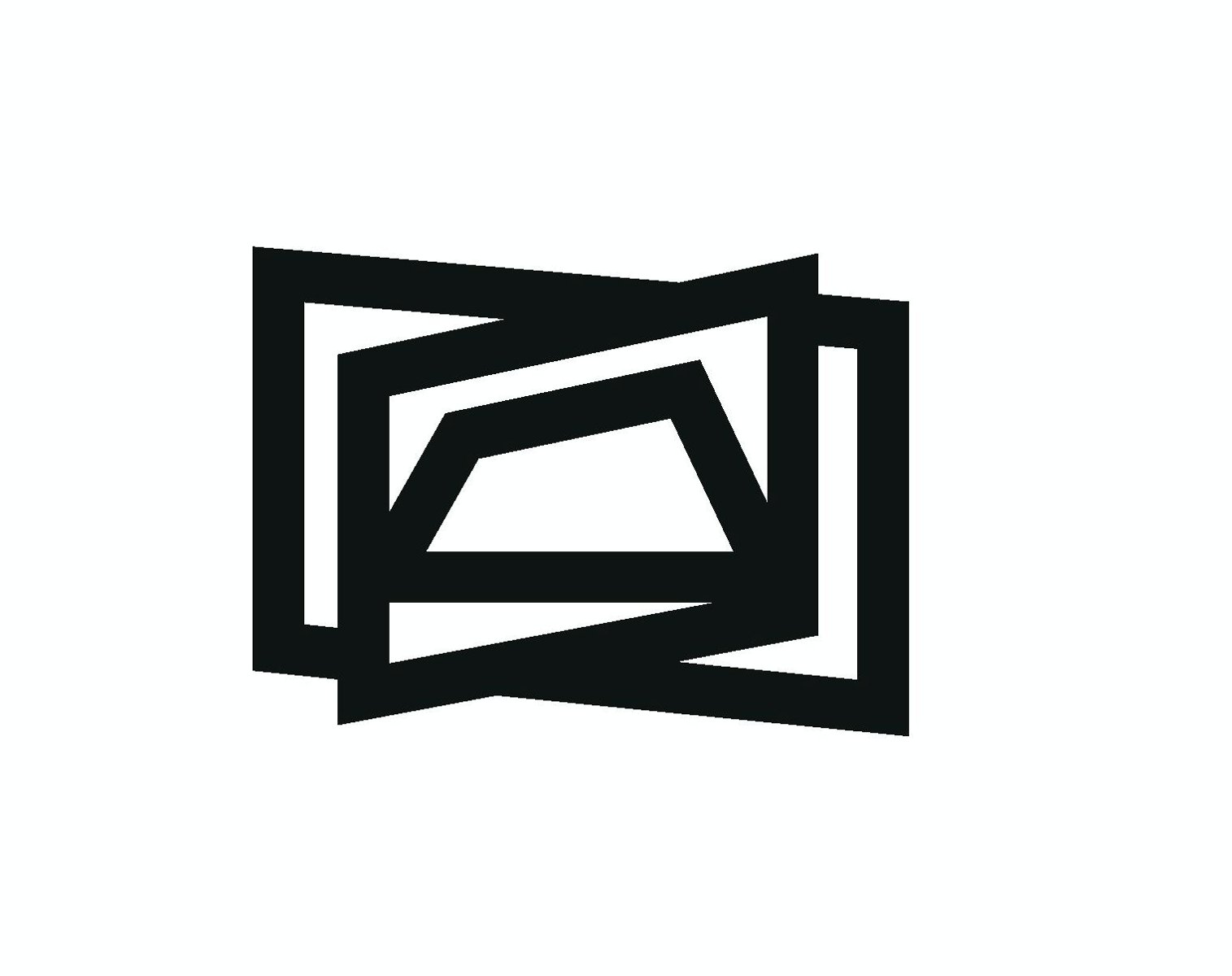 Czarno-białe logo - trzy figury geometryczne nakładające się na siebie.