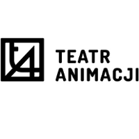 Czarno-białe logo Teatru: z lewej strony literki "t" i "A" w czarnym kwadracie, z prawej strony napis "Teatr Animacji".