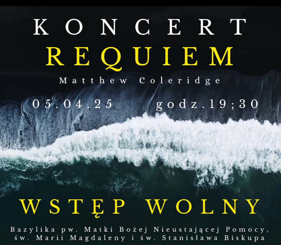 Wzburzone morze, a na nim napisy, które informują o koncercie.