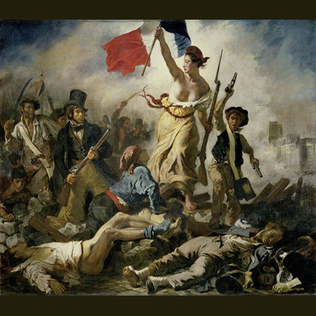 Wolność wiodąca lud na barykady - obraz Delacroix
