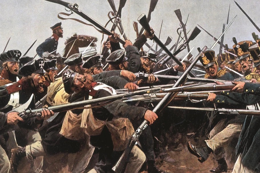 Starcie - bitwa na bagnety.