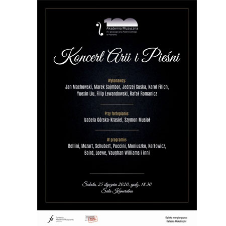 Plakat wydarzenia: na czarnym tle białe napisy.