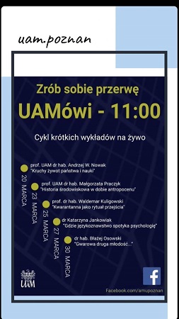 Plakat wydarzenia - białe napisy na granatowym tle