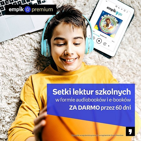 Plakat ze zdjecem chłopca ze słuchawkami na uszach