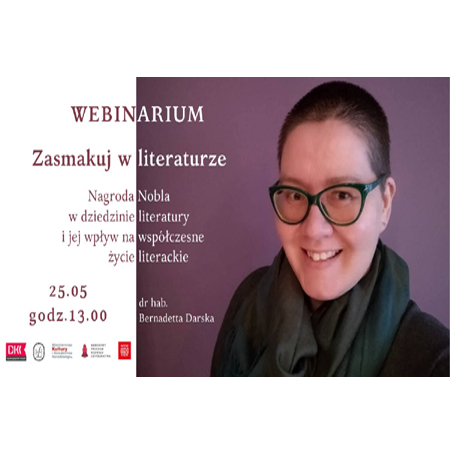 Plakat wydarzenia ze zdjęciem prowadzącej webinarium