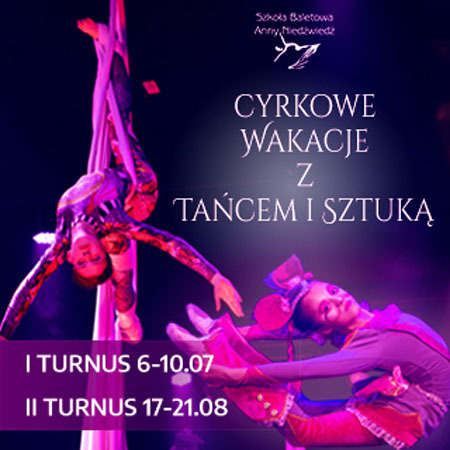 Tańczące dziewczyny w kolorach różowych i fioletowych.
