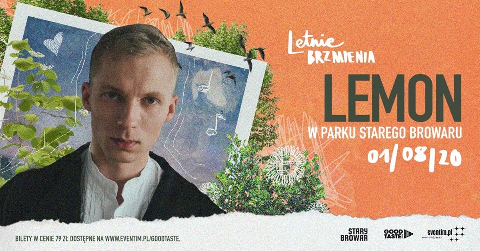 Po lewej wokalista zespołu, po prawej napisy informujące o wydarzeniu