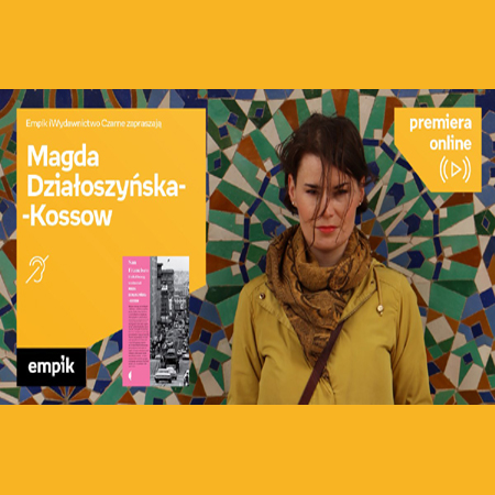 Plakat z informacjami o wydarzeniu i ze zdjęciem autorki książki