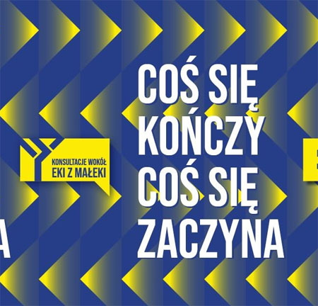 Na żółto-niebieskim tle tytuł wydarzenia.