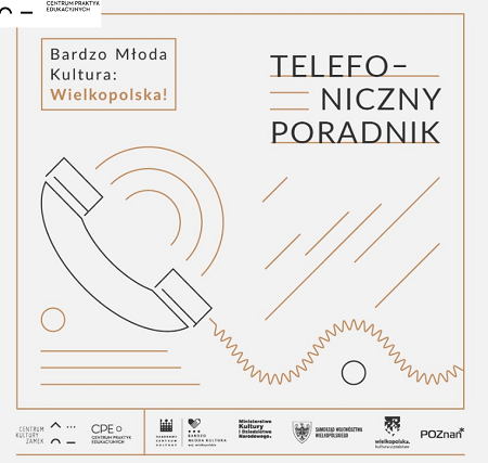 Słuchawka z przewodem z liniami symbolizującymi dźwięk.