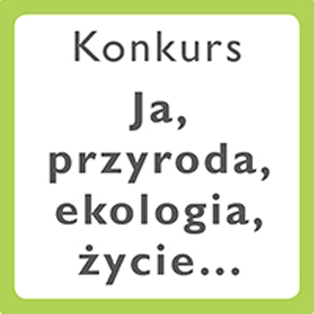 Nazwa konkursu - czarne litery na białym tle, zielona ramka.