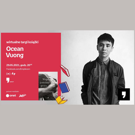 Plakat wydarzenia ze zdjęciem pisarza.