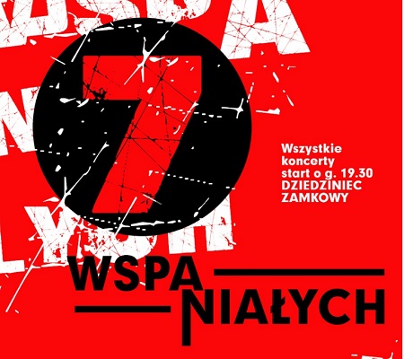 Na środku liczba 7 pod spodem napis: Wspaniałych. Dodatkow informacja, że start koncertów o godz. 19:30.