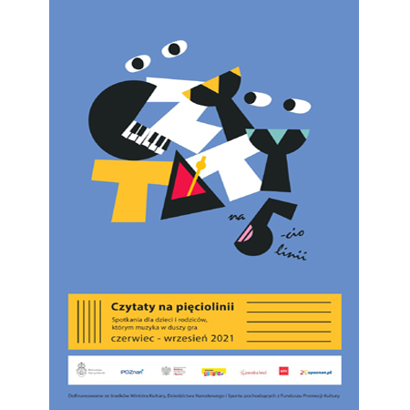 Kolorowe literki układające się w wyraz "Czytaty" na niebieskim tle. Na dole informacje o wydarzeniu.