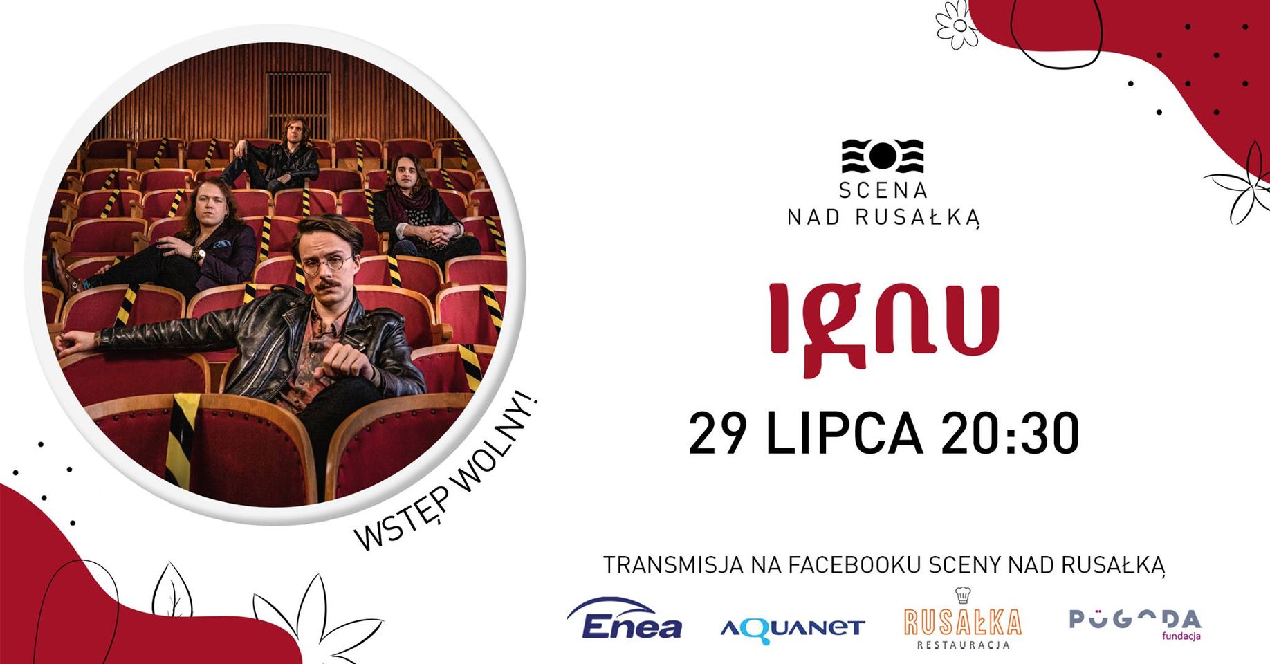 Czterej mężczyźni siedzą na fotelach w kinie studyjnym.