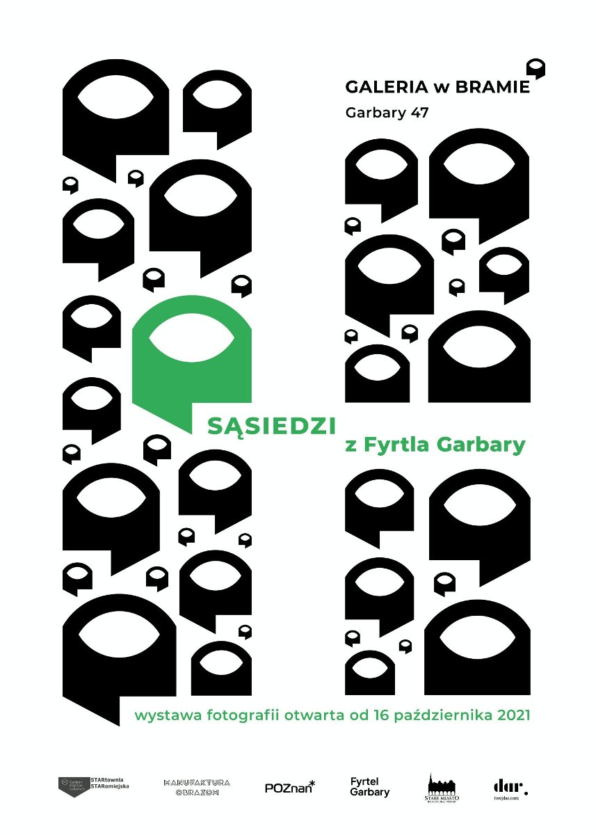 Logotypy galerii i nazwa wystawy.