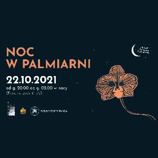 Tytuł i data wydarzenia. Po prawej księżyc i kwiat.