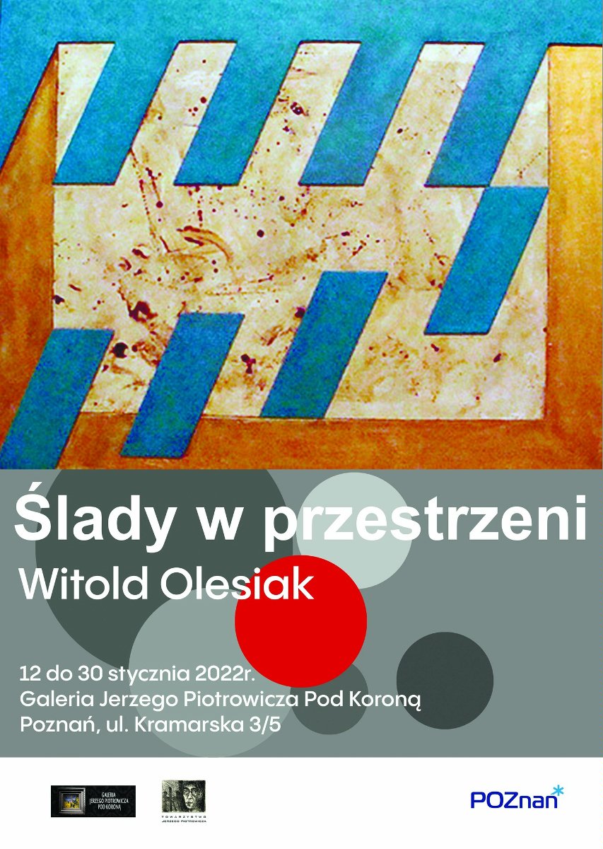 Jedna z prac artysty oraz informacje o nazwie wystawy i jej terminie.