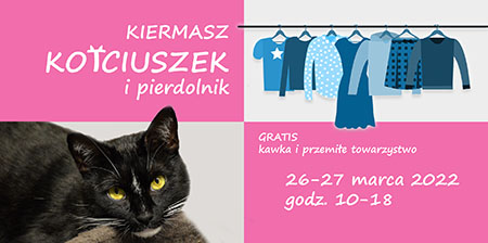 plakat wydarzenie z nazwą oraz datą; po lewej stronie widoczny czarny kot