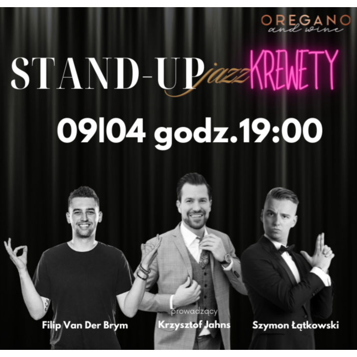 Od lewej strony: Filip Van Der Brym, Krzysztof Johns, Szymon Łątkowski. Nad nimi nazwa wydarzenia.