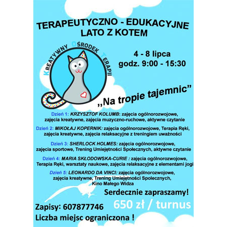 Kot oraz podstawowe dane na temat zajęć.
