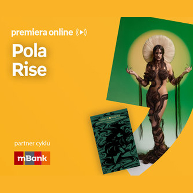 Plakat ze zdjęciem piosenkarki i okładką płyty w prawej części. W części lewej u góry białe napisy na pomarańczowym tle.