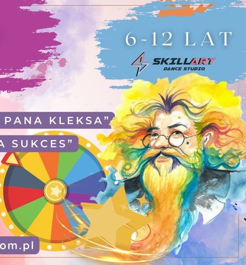 Pan Kleks z długimi włosami, brodą i w okularach."6-12 lat".