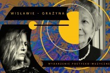 Z prawej stronytwarz Wisławy Szymborskiej z lewej w dolnym rogu zdjęcie Grażyny Szapołowskiej